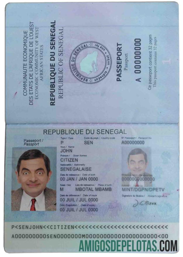 Passaporte do Senegal amostra